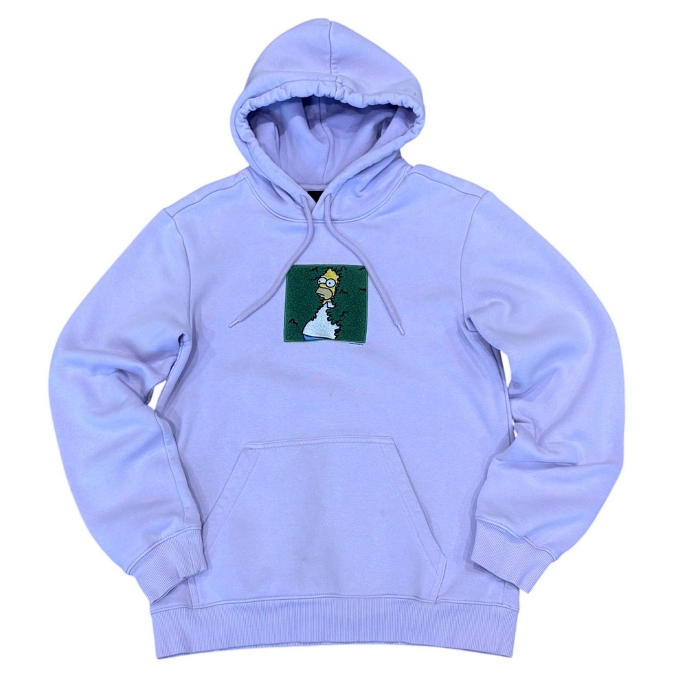 H&M x The Simpsons Hoodie Mens XS Purple Homer Simpson Meme Chenille Patch